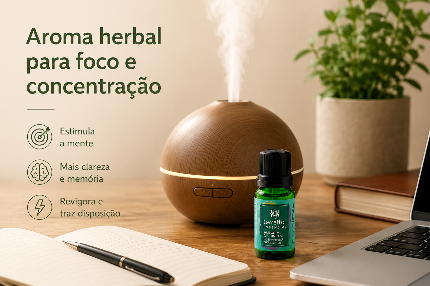Óleo Essencial Orgânico de Alecrim 10ml – Terra Flor