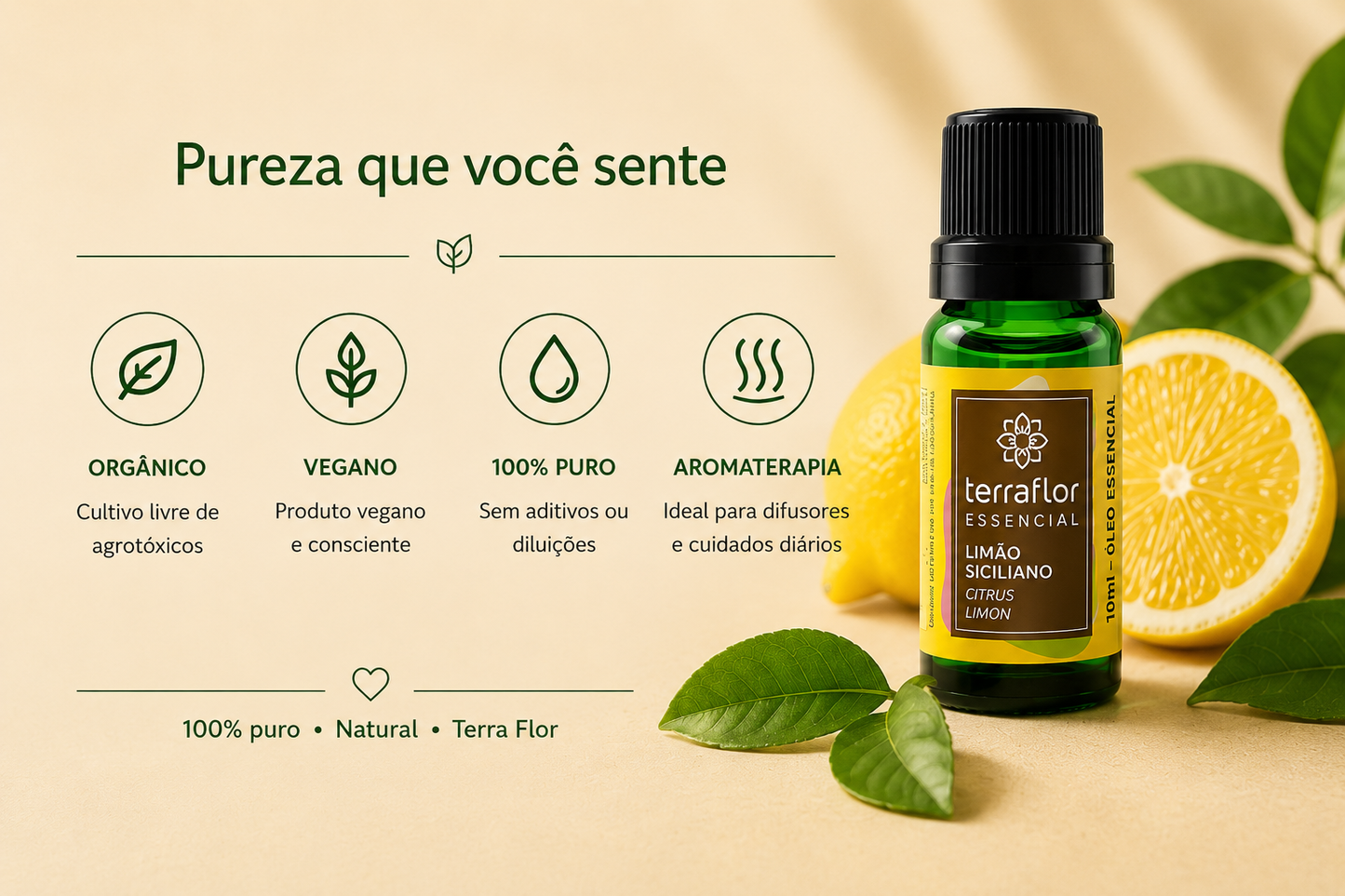 Óleo Essencial Orgânico de Limão Siciliano 10ml – Terra Flor