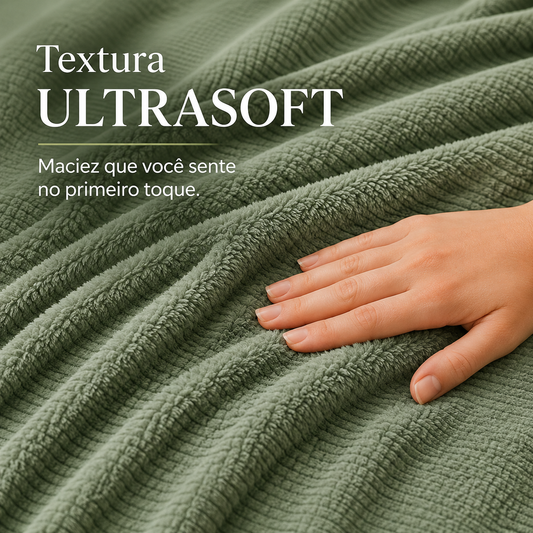 Cobertor Queen Ultrasoft Dublin Verde Louro Toque Aveludado Macio e Confortável 1 Peça