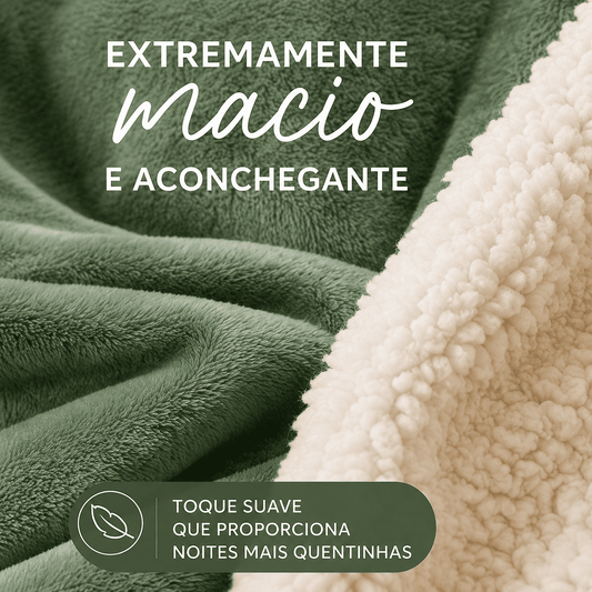 Coberdrom Queen Everest Sherpa Dupla Face Alecrim Ultra Macio