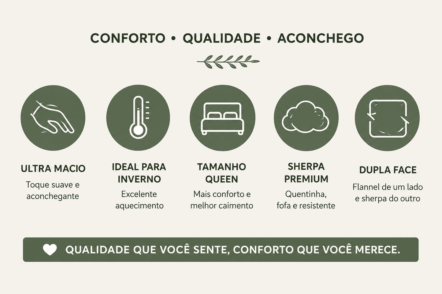 Coberdrom Queen Everest Sherpa Dupla Face Alecrim Ultra Macio