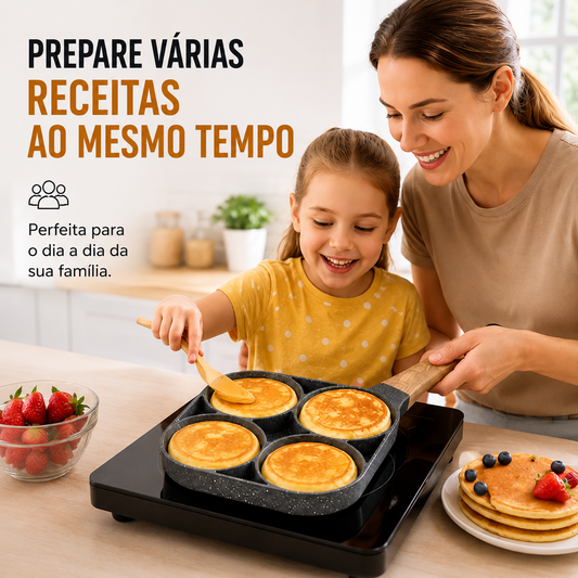 Frigideira Antiaderente 4 Cavidades Para Ovo Panqueca Hambúrguer Café da Manhã