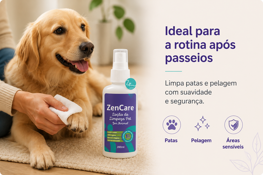Loção de Limpeza Pet ZenCare 200ml – Higiene Natural para Cães e Gatos