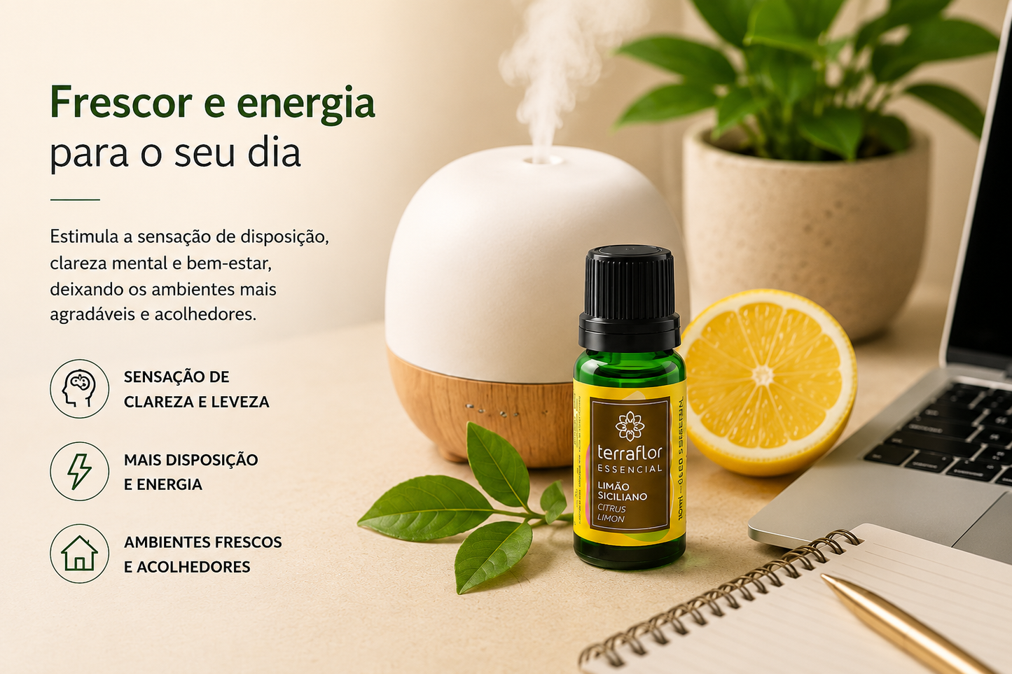 Óleo Essencial Orgânico de Limão Siciliano 10ml – Terra Flor