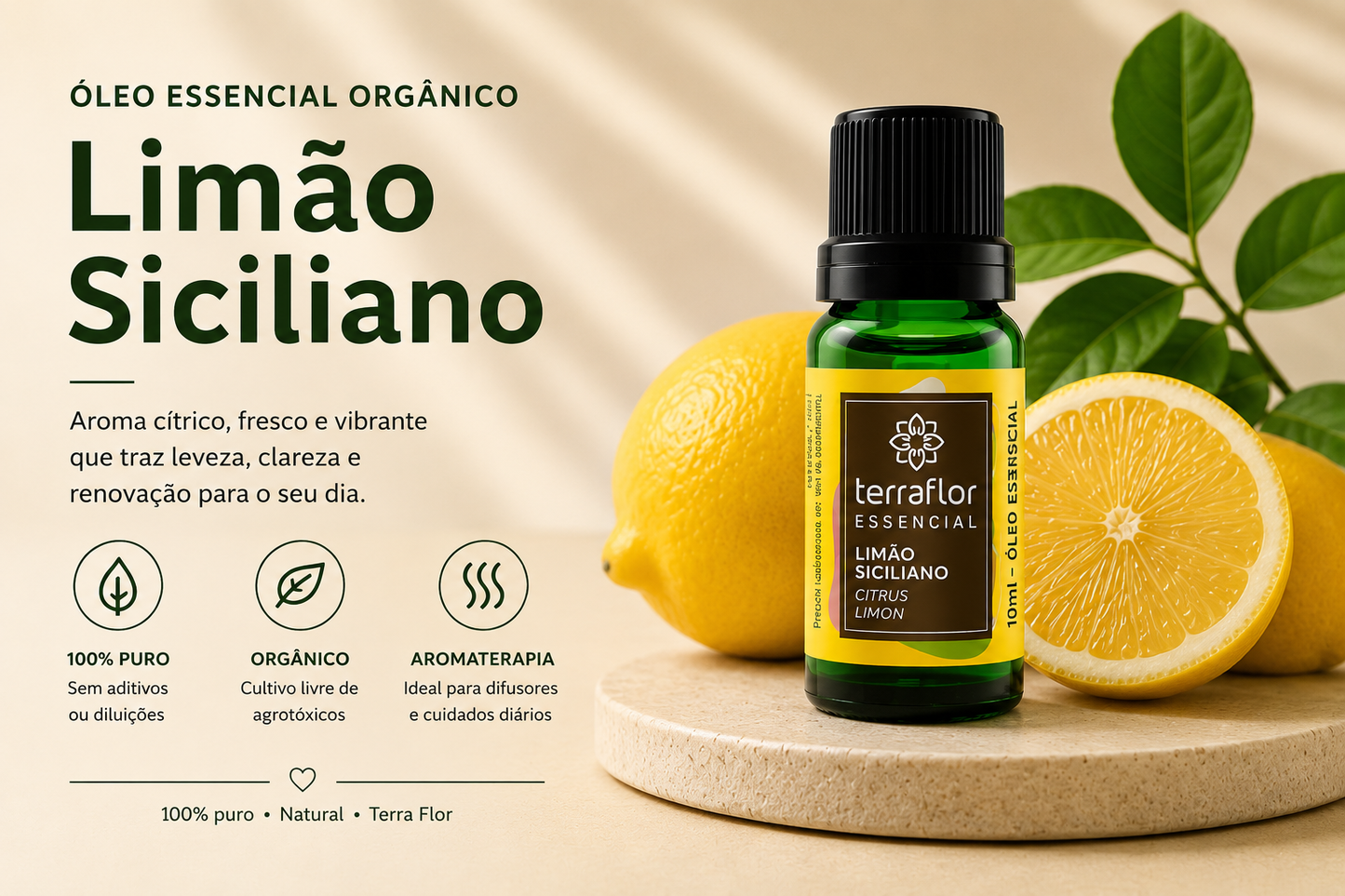 Óleo Essencial Orgânico de Limão Siciliano 10ml – Terra Flor