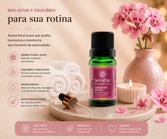 Óleo Essencial Orgânico de Gerânio Egito 10ml – Terra Flor
