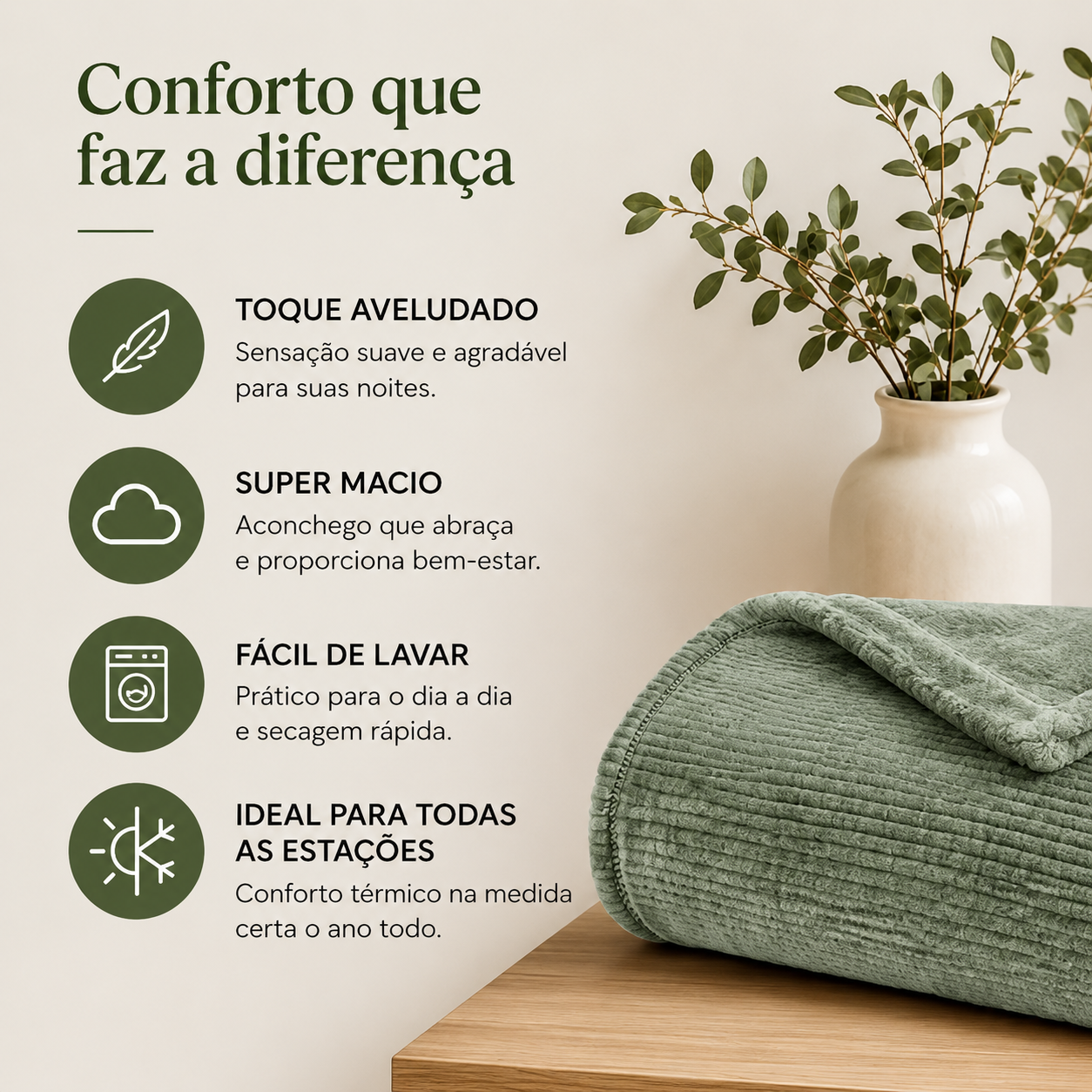 Cobertor Queen Ultrasoft Dublin Verde Louro Toque Aveludado Macio e Confortável 1 Peça