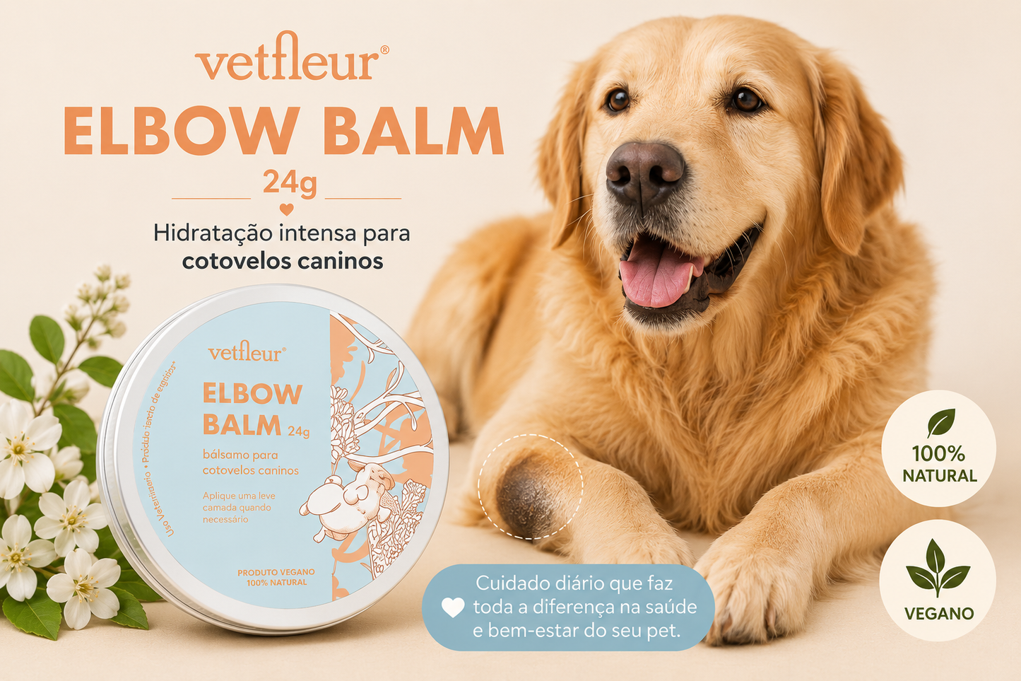 Bálsamo para Cotovelos Ressecados de Cachorro Vetfleur 24g