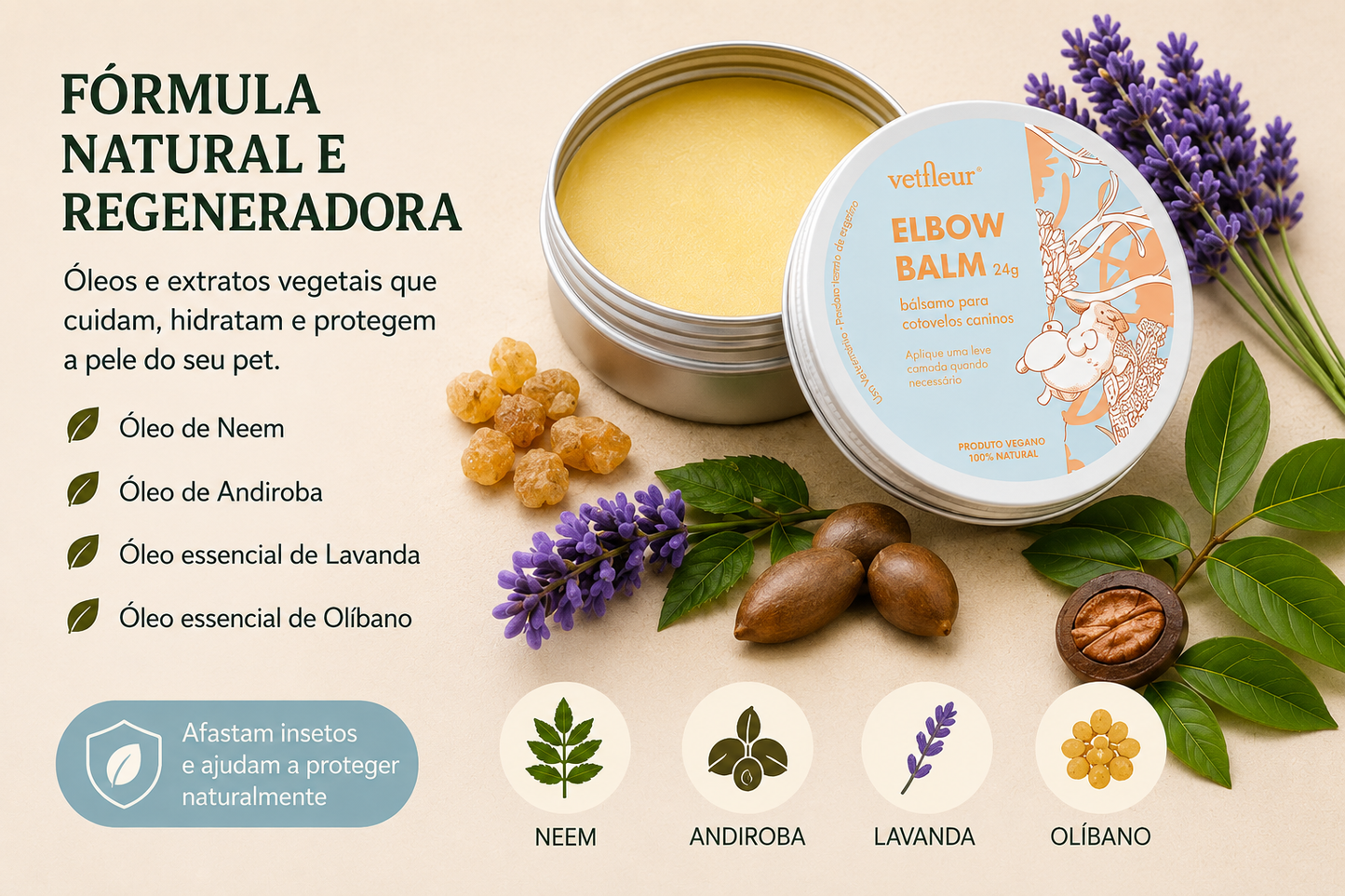 Bálsamo para Cotovelos Ressecados de Cachorro Vetfleur 24g