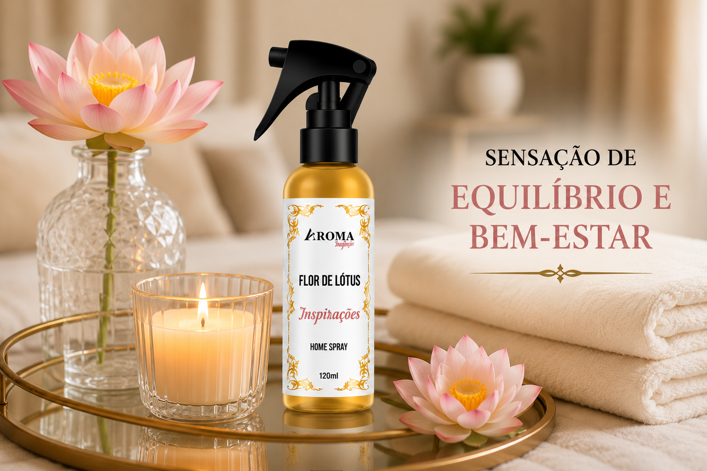 Home Spray Flor de Lótus 120ml – Aromatizador de Ambientes Aroma Inspirações