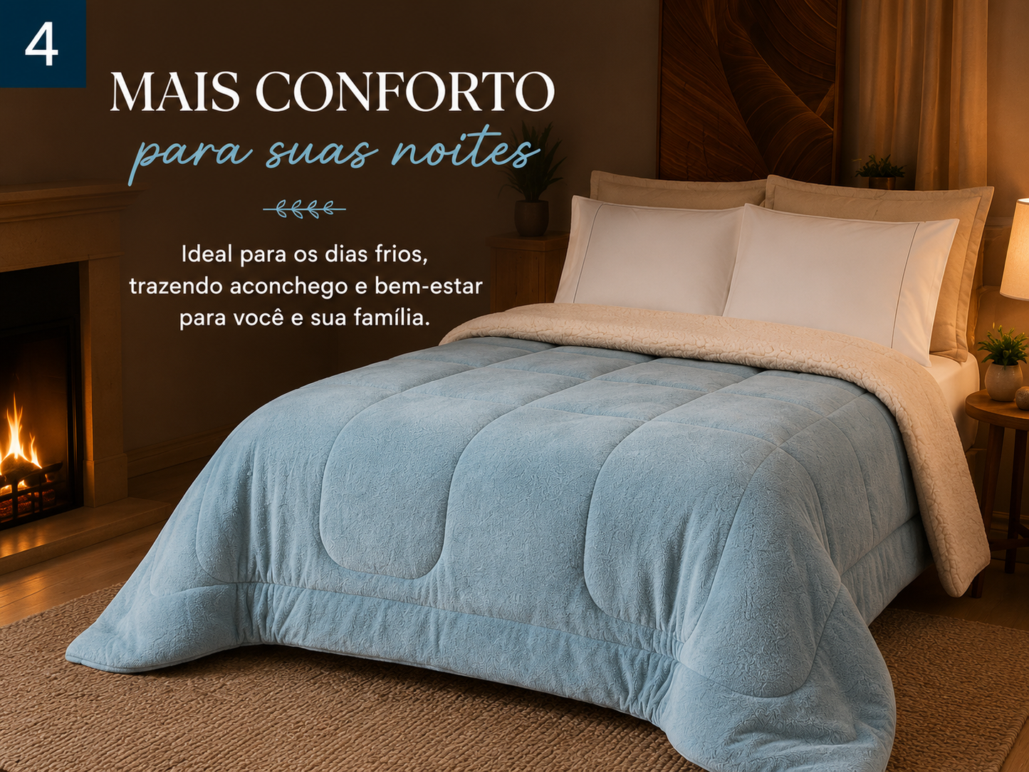 Coberdrom Queen Everest Sherpa Azul Claro Ultra Macio