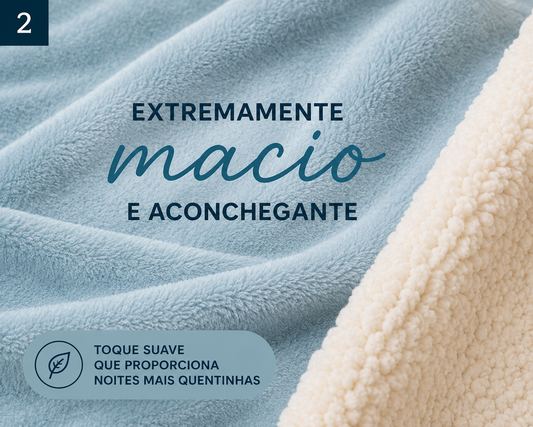 Coberdrom Queen Everest Sherpa Azul Claro Ultra Macio
