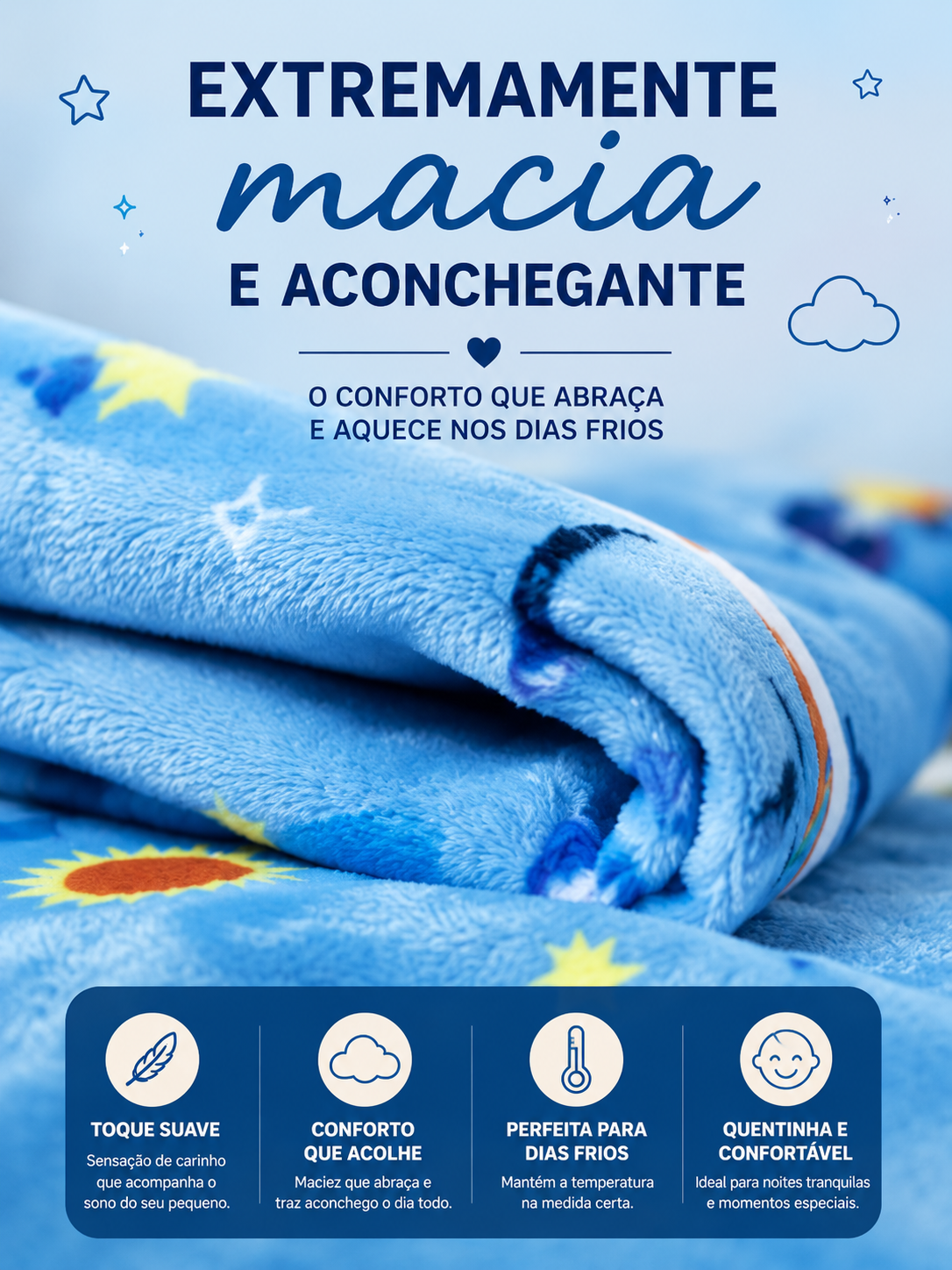 Manta Flannel Infantil Astronauta 2,40x1,50 Ultra Macia