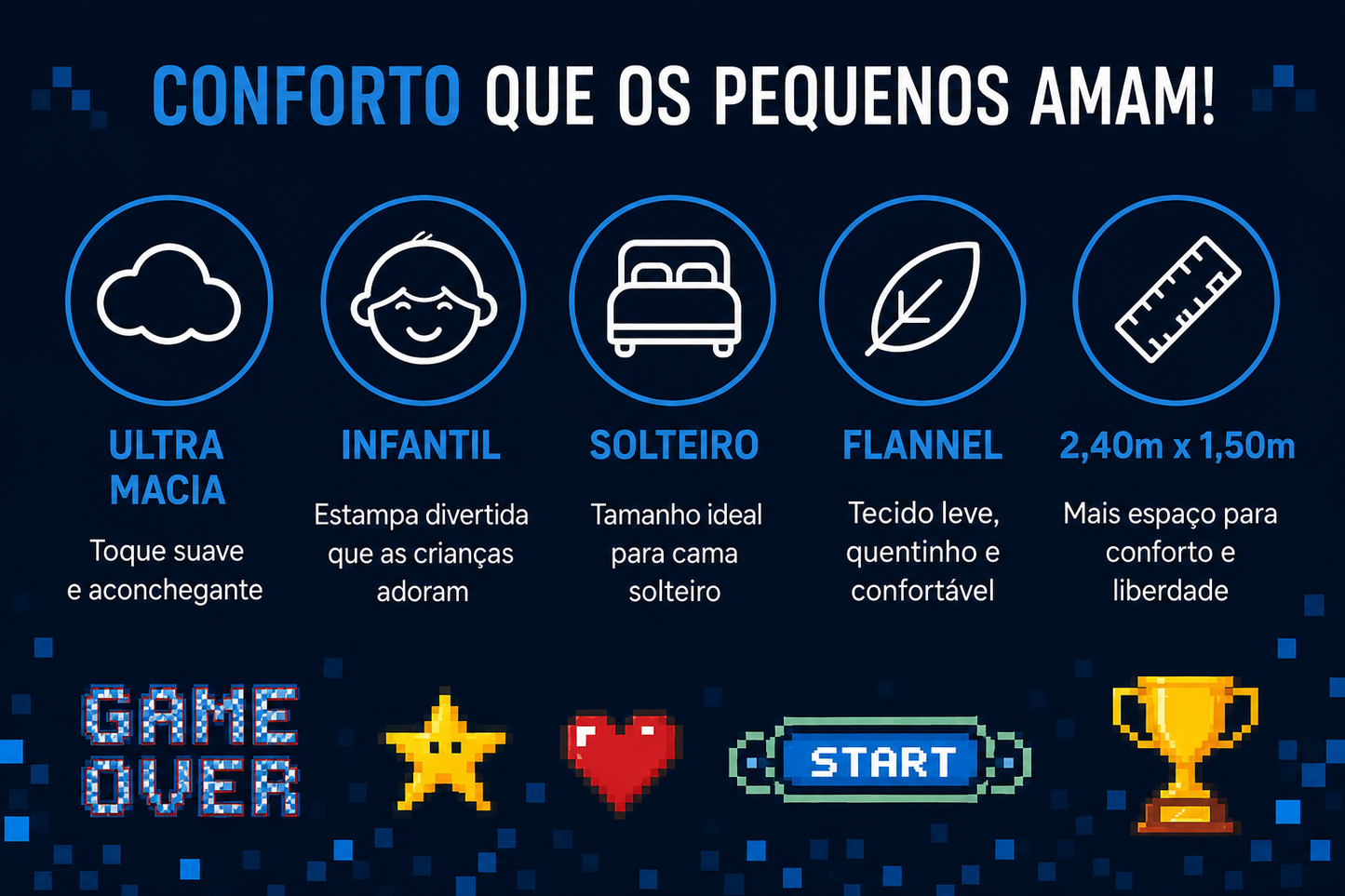 Manta Flannel Infantil Game 2,40x1,50 Ultra Macia