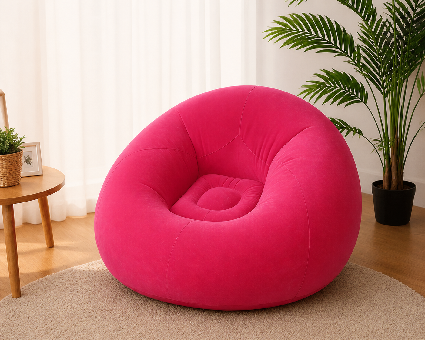 Poltrona Inflável Rosa Portátil – Sofá Relax para Praia, Piscina e Camping