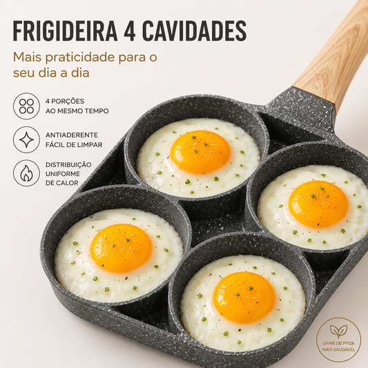 Frigideira Antiaderente 4 Cavidades Para Ovo Panqueca Hambúrguer Café da Manhã
