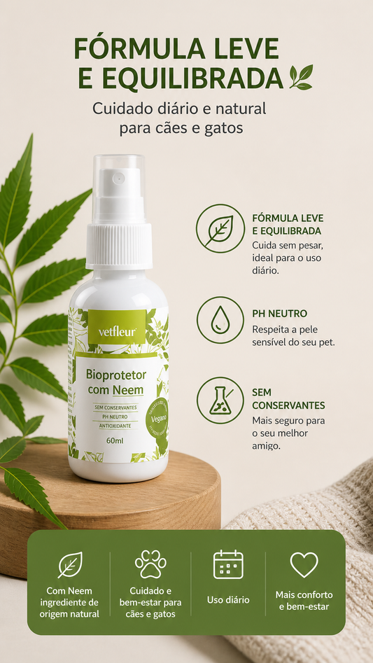 Spray Natural Vetfleur Neem 60ml para Cães e Gatos – Higiene e Proteção para Pets 2