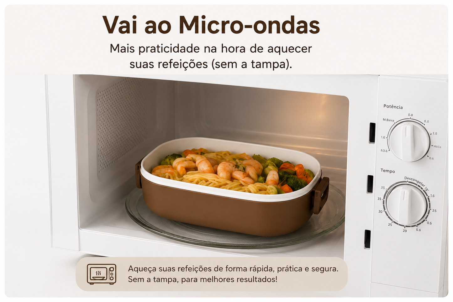 Marmita Bento Hermética 850ml – Marrom Café