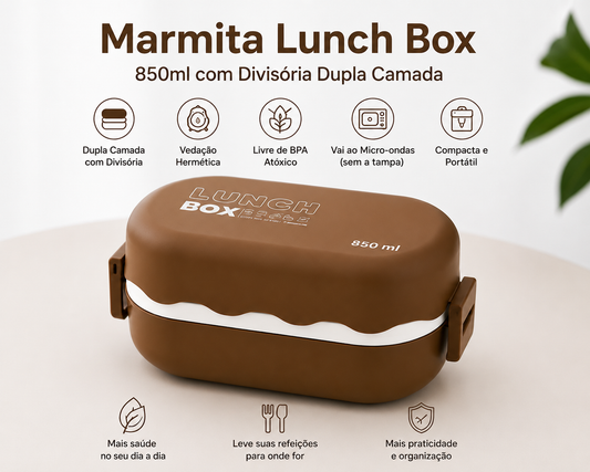 Marmita Bento Hermética 850ml – Marrom Café