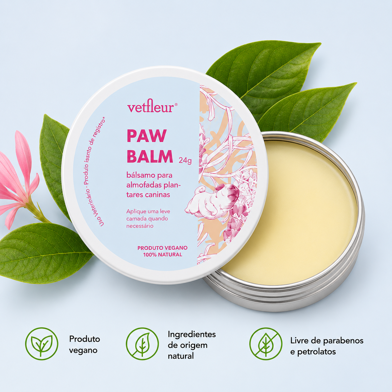 Paw Balm Vetfleur 24g – Bálsamo Natural Hidratante para Patinhas Pet 1