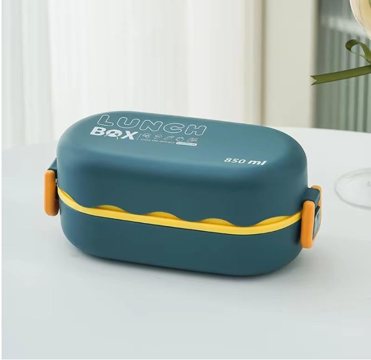 Marmita Lunch Box 850ml com Divisórias e Talheres BPA Free Azul 5
