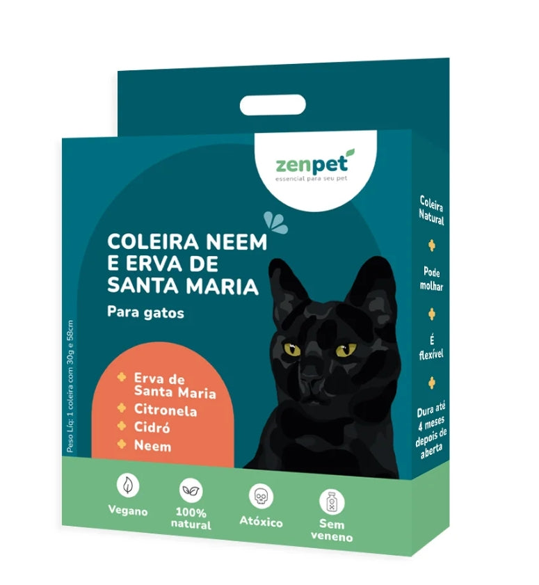 Coleira Natural para Gatos com Neem e Erva Santa Maria – Proteção e Cuidado Diário 1