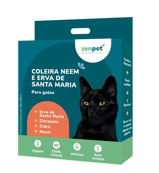 Coleira Natural para Gatos com Neem e Erva Santa Maria – Proteção e Cuidado Diário 1