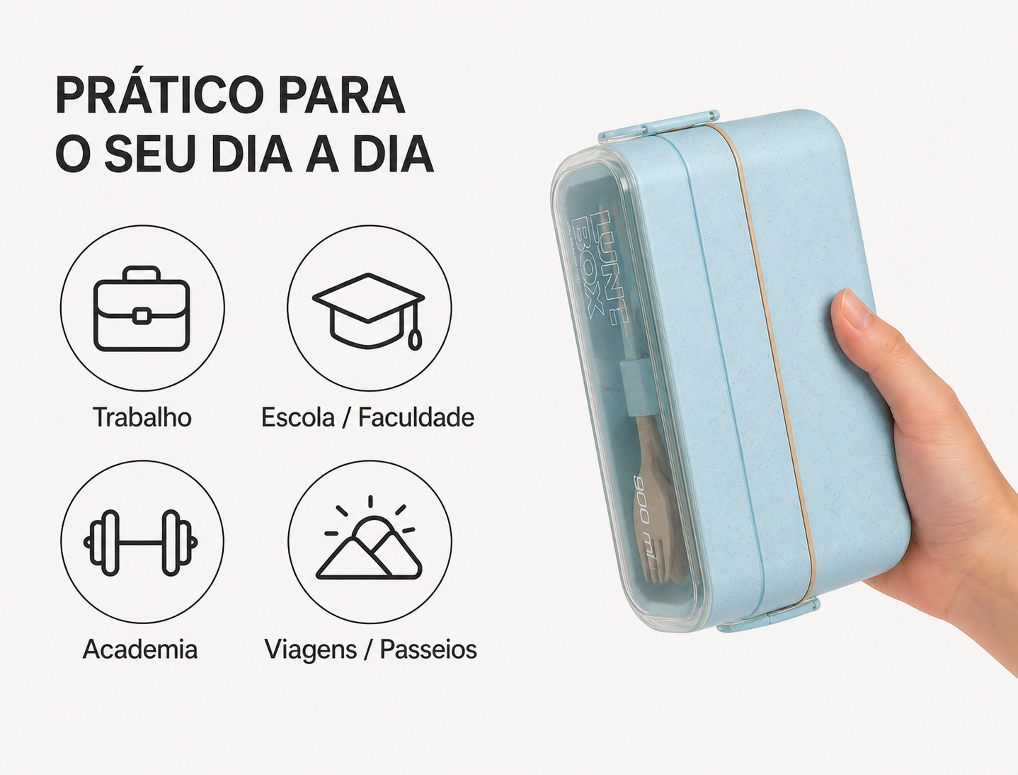 Bento Box prática para trabalho, faculdade, academia e viagens