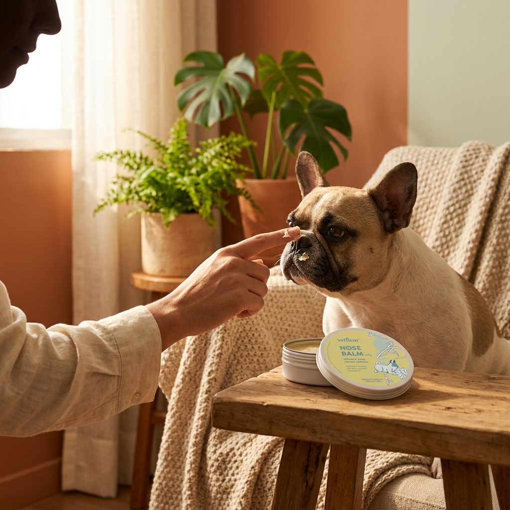Nose Balm Vetfleur 24g – Hidratante Natural para Nariz de Cães | Vegano e Sem Óleo Essencial — Bee Zen (lifestyle-uso)