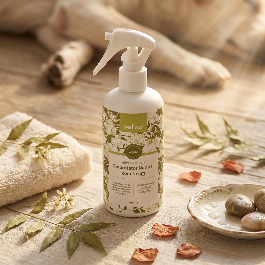 Bioprotetor com Neem Vetfleur 200ml – Spray Natural para Cães e Gatos | Livre de Conservantes — Bee Zen (lifestyle-beneficio)