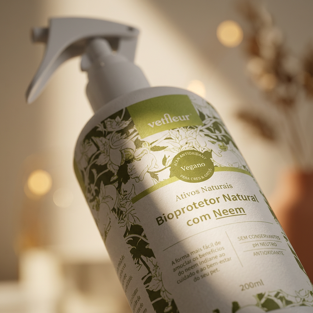 Bioprotetor com Neem Vetfleur 200ml – Spray Natural para Cães e Gatos | Livre de Conservantes — Bee Zen (macro-detalhe)